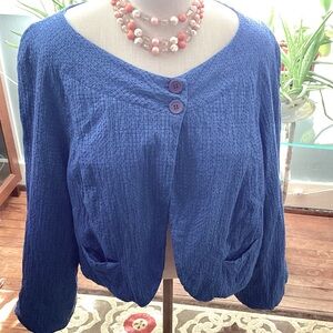 Vintage Josephine Chaus Cotton Cropped Jacket ~~ Washable~~2 Buttons~~2 Pockets